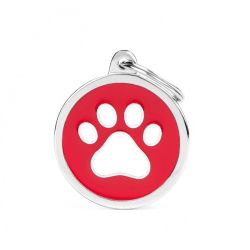 Médaille Charms patte blanche fond rouge