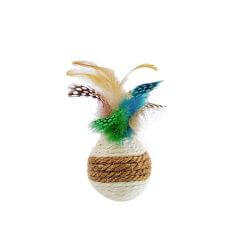 Jouet balle sonore en sisal avec plumes