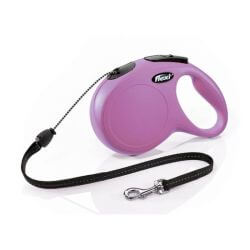 Laisse Flexi New Classic Corde 8M Rose Taille M