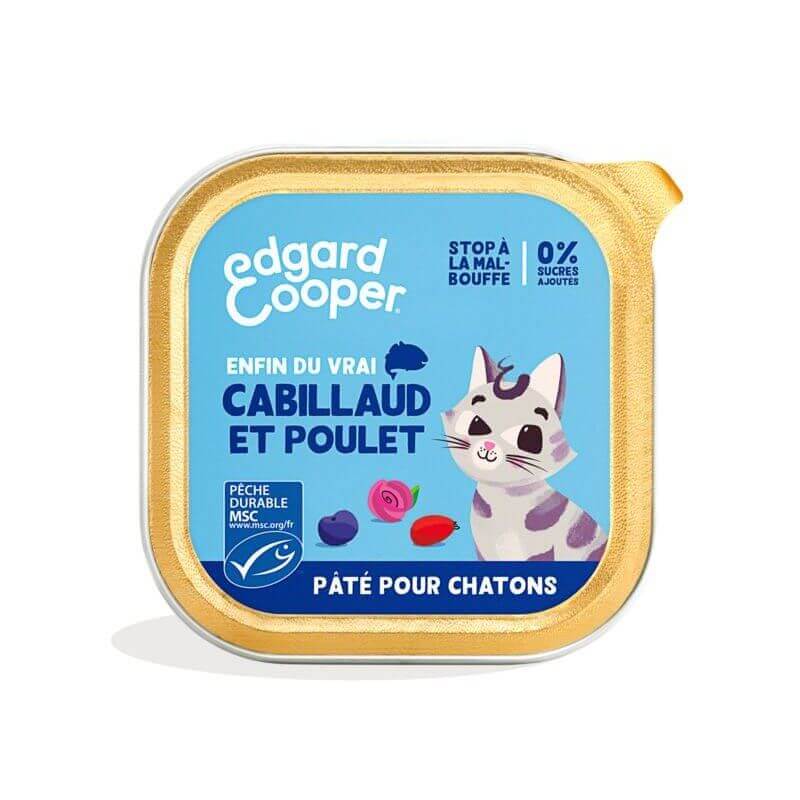 Barquette chaton Cabillaud et Poulet 85g Edgar Cooper Barquette chaton Cabillaud et Poulet 85g Edgar Cooper