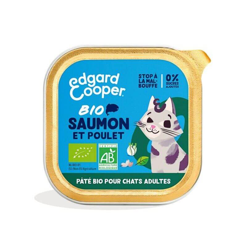 Barquette chat Saumon et Poulet Bio 85g Edgar Cooper Barquette chat Saumon et Poulet Bio 85g Edgar Cooper