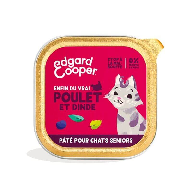 Barquette chat sénior Poulet et Dinde 85g Edgar Cooper