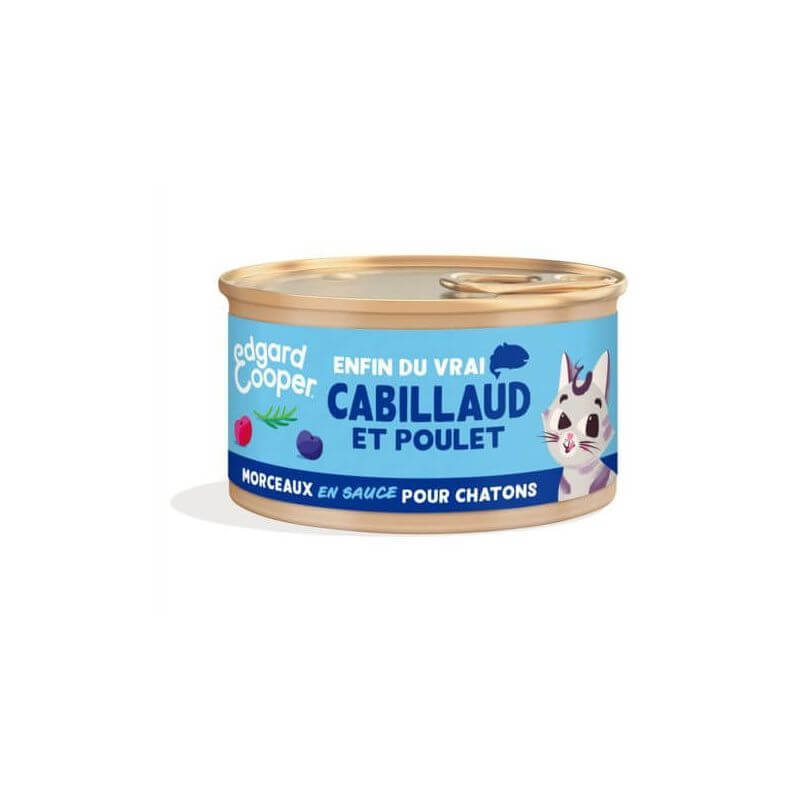 Boite chaton Cabillaud et Poulet 85g Edgar Cooper Boite chaton Cabillaud et Poulet 85g Edgar Cooper