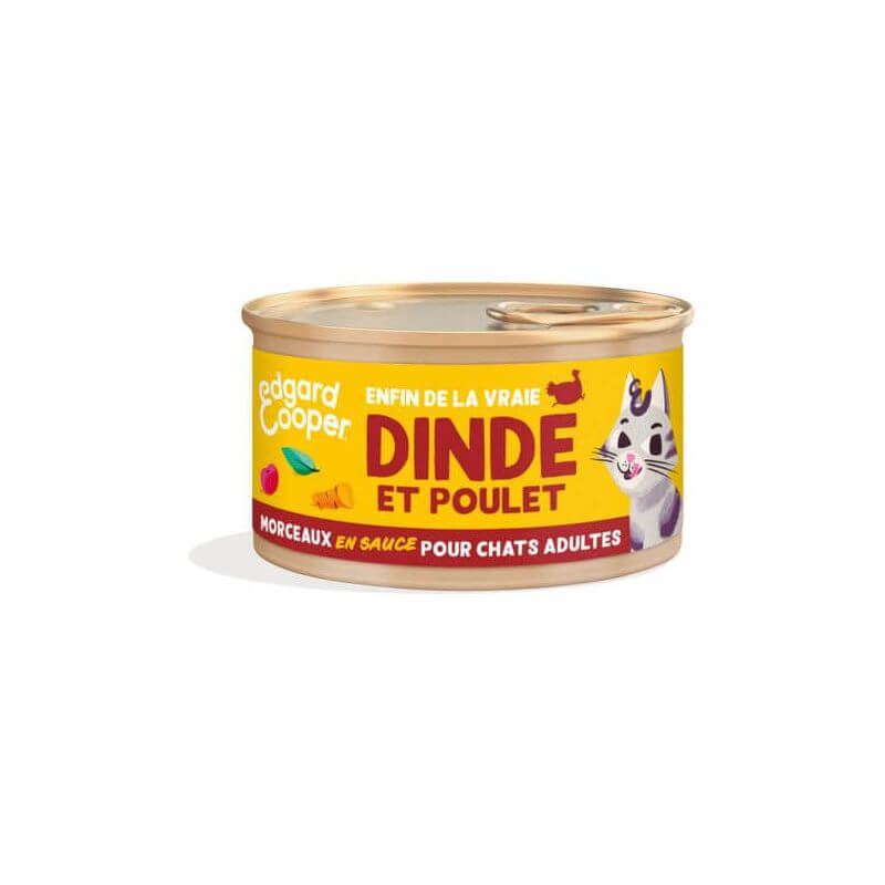 Boite chat Dinde et Poulet 85g Edgar Cooper