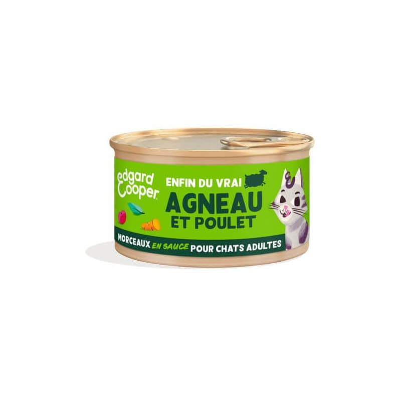 Boite chat Agneau et Poulet 85g Edgar Cooper Boite chat Agneau et Poulet 85g Edgar Cooper