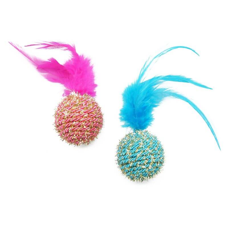 Lot de 2 balles sisal et plumes Lot de 2 balles sisal et plumes