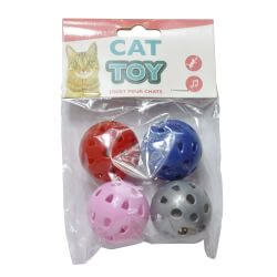 Lot de 4 balles colorées avec grelot