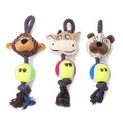 Jouet peluche avec corde et balle de tennis