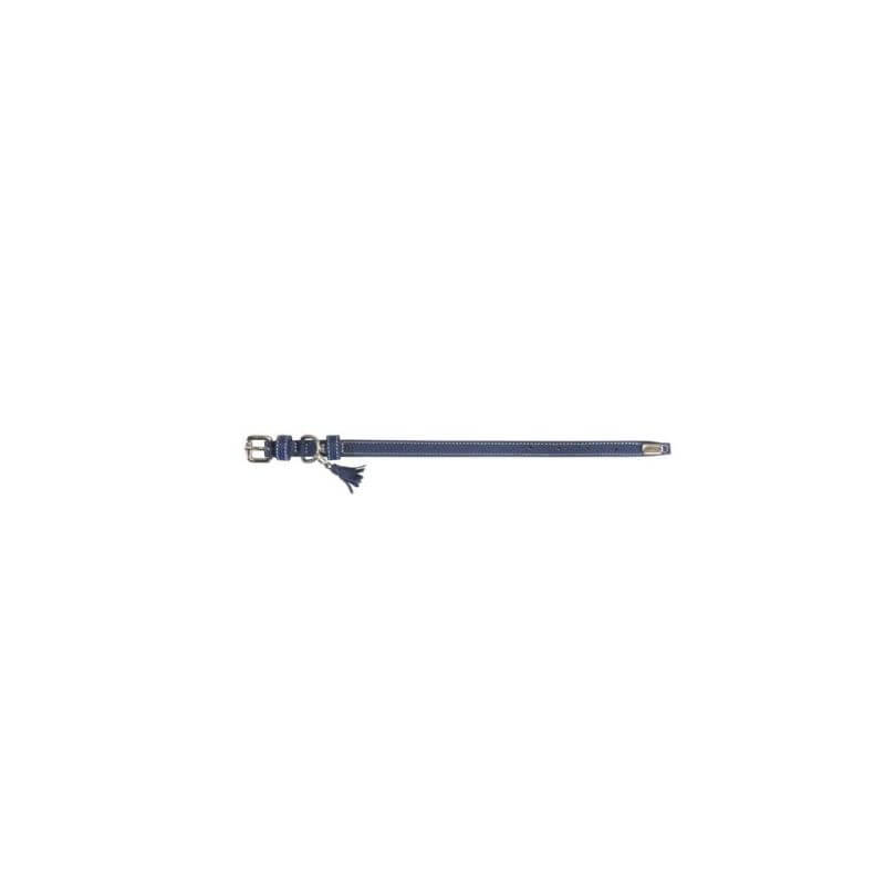 Collier pour chiens en cuir de veau avec gland - bleu - 15x370mm
