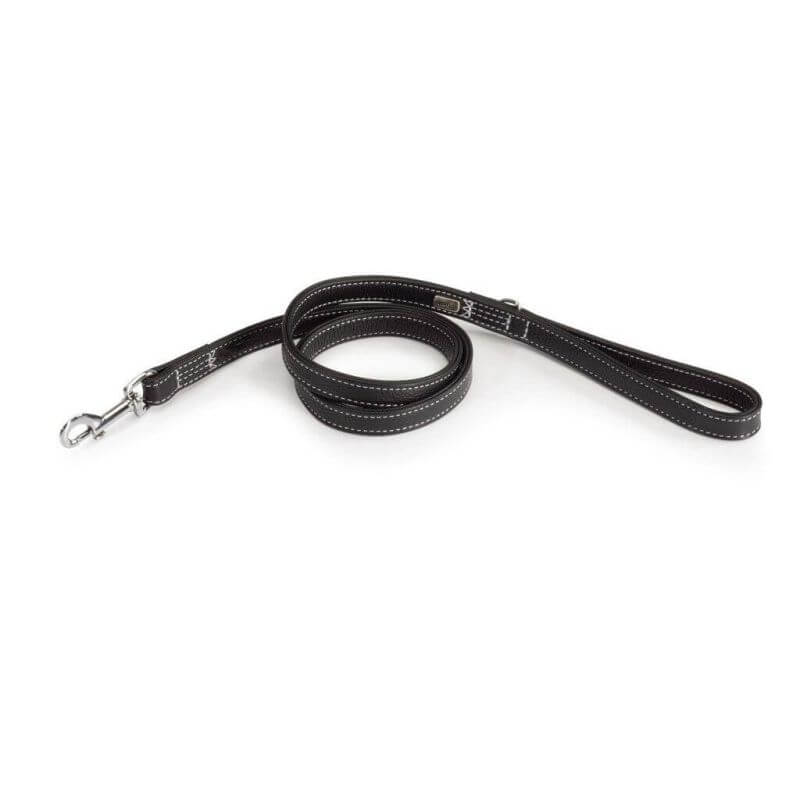 Laisse en cuir de veau coordonnée - noir - 15x1200mm Laisse en cuir de veau coordonnée - noir - 15x1200mm