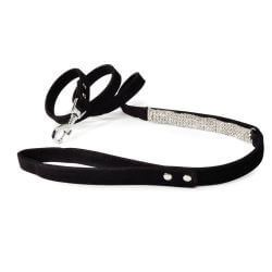 Laisse en velours avec strass - 15x1200