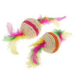 2 balles en sisal avec plumes