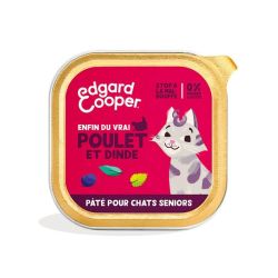 Barquette chat sénior Poulet et Dinde 85g Edgar Cooper