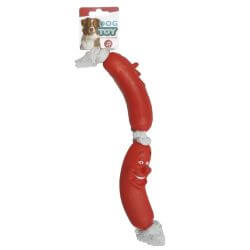 JOUET VINYL 2 SAUCISSES ET CORDE 26cm